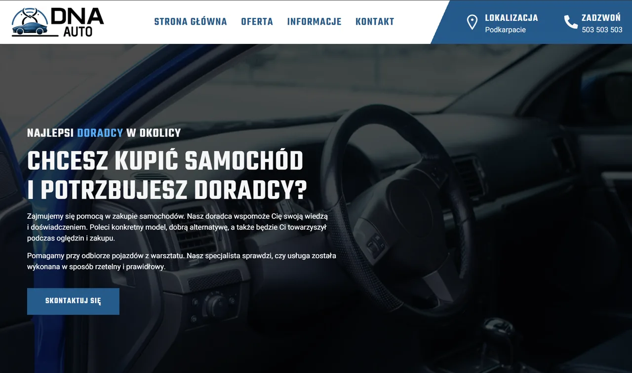 Archiwalny widok strony DNA Auto z portfolio GATO