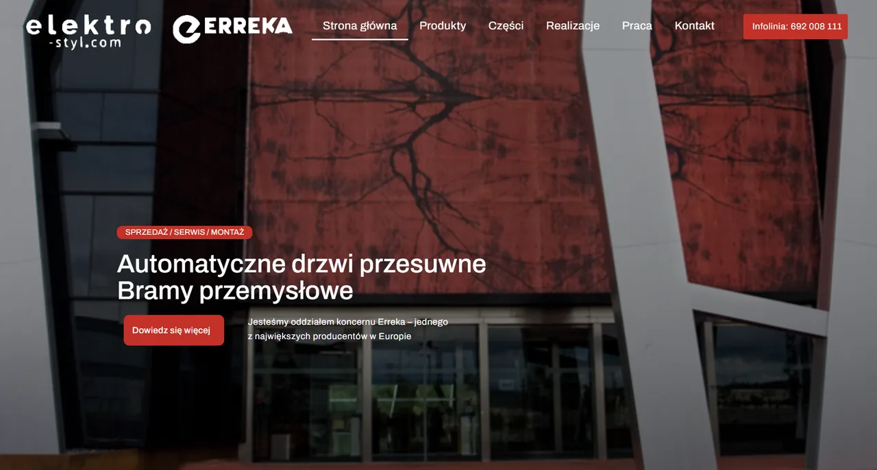 Archiwalny widok strony Elektro-Styl prezentowany w portfolio GATO